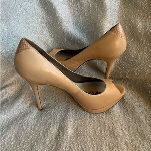 Sam Edelman Ella‎ Platform Peep Toe 5" Pump Leather Nude size 10